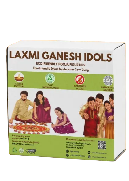 [LGI-1] Produng Eco-Friendly Cow Dung Laxmi Ganesh Idols – Handmade Organic Figurines for Pooja & Diwali