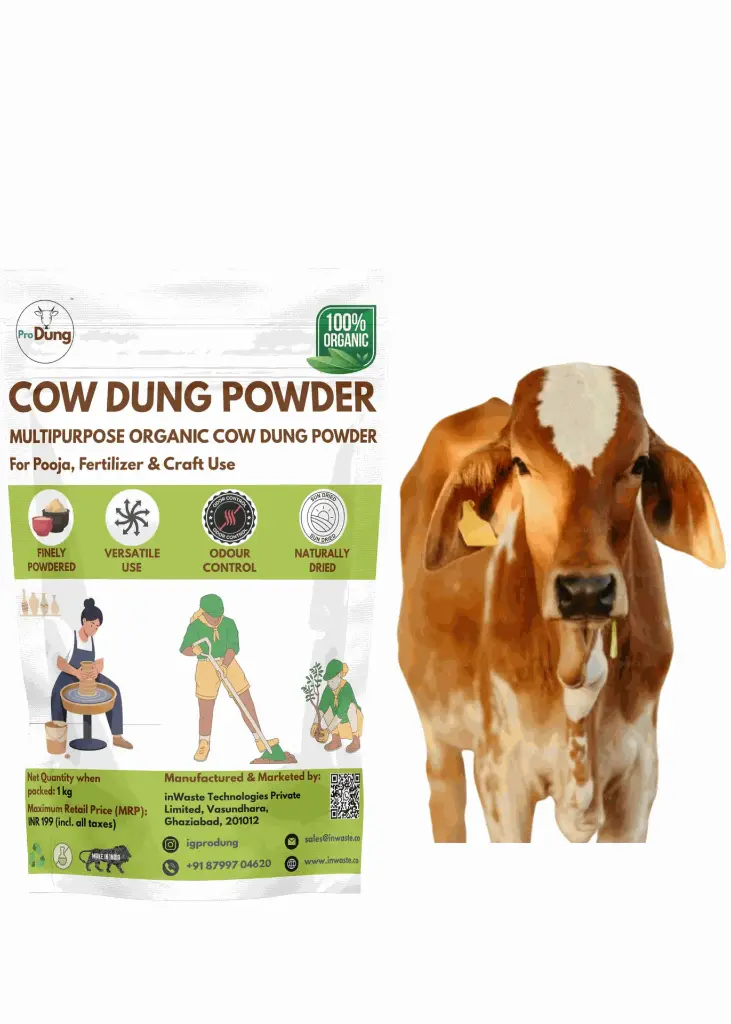 Produng Organic Cow Dung Powder – Natural Dried Gobar for Pooja, Gardening, Craft (1 kg)